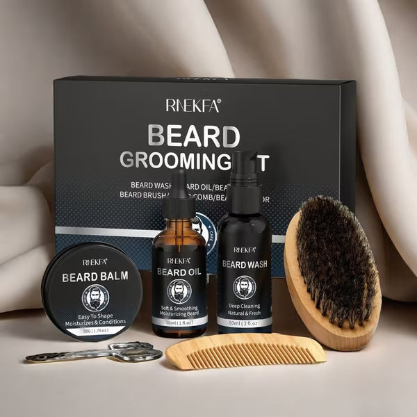 Men’s Beard Grooming Kit – Oil, Cream, Brush & Scissors